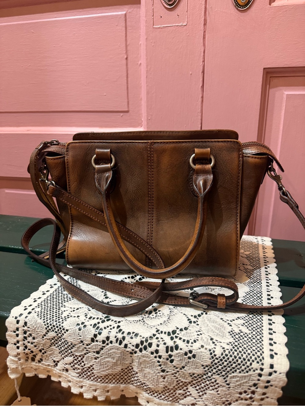 Old Trend Pansy mini satchel bag dark brown leather - Picture 3 of 9